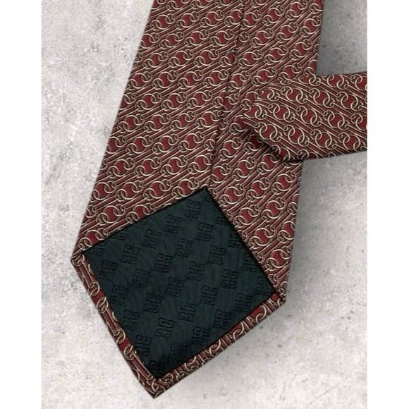 NEW GIVENCHY Silk Tie ITALY Burgundy Chain W:3.7" - Picture 6 of 7